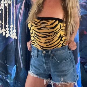 Vintage tiger print one piece bathing suit or body suit